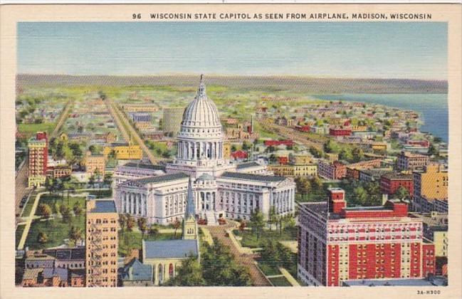 Wisconsin Madison State Capitol As Seen From Airplane Curteich