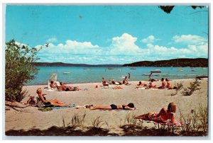 1968 Bathing Swimming Crystallia Beach Crystal Lake Frankfort Michigan Postcard