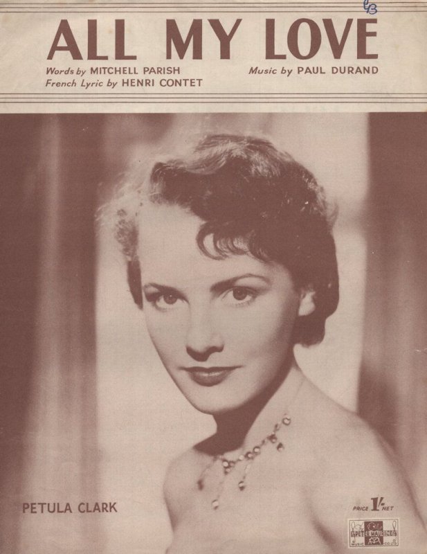 All My Love Petula Clark 1950s Sheet Music