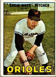 1967 Topps Baseball Card Eddie Watt Baltimore Orioles sk2062