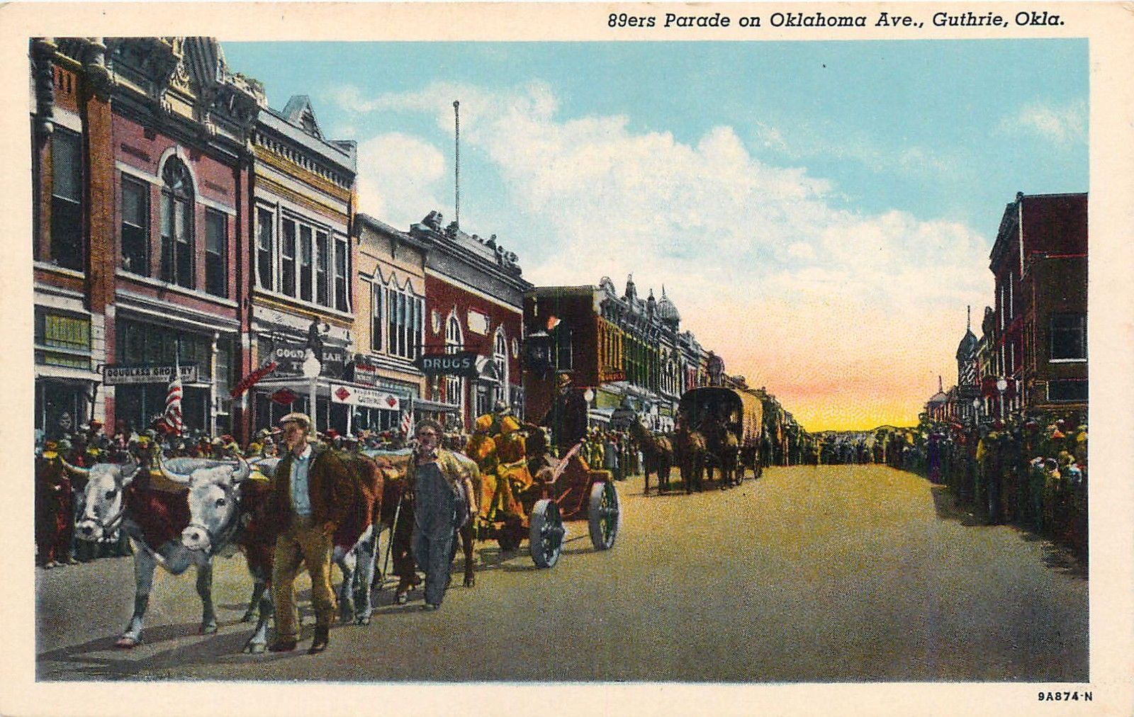 GUTHRIE, OK 89ers Parade OKLAHOMA AVENUE Street Scene c1920s30s