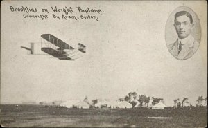 Pioneer Aviation Pilot Brooklins Wright Biplane Boston MA c1910 Postcard 