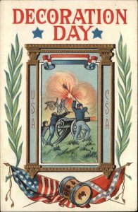 Decoration Day American Civil War Cannon Fire Battle c1910 Vintage Postcard