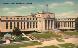 Vintage Postcard 1941 Federal Reserve Building Historic Landmark Washington D.C.