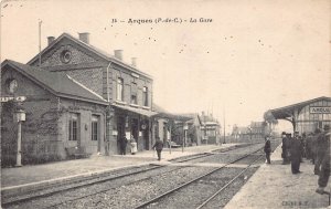 France Chateau du Loir Gare Train Station interior 1918 WWI field postcard C324