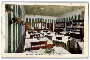 1915 Interior Goff's Restaurant Interior Waukesha Wisconsin WI Antique Postcard