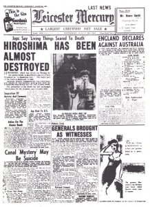 Hiroshima Destroyed WW2 Nuclear Bomb Leicester Newspaper Cover