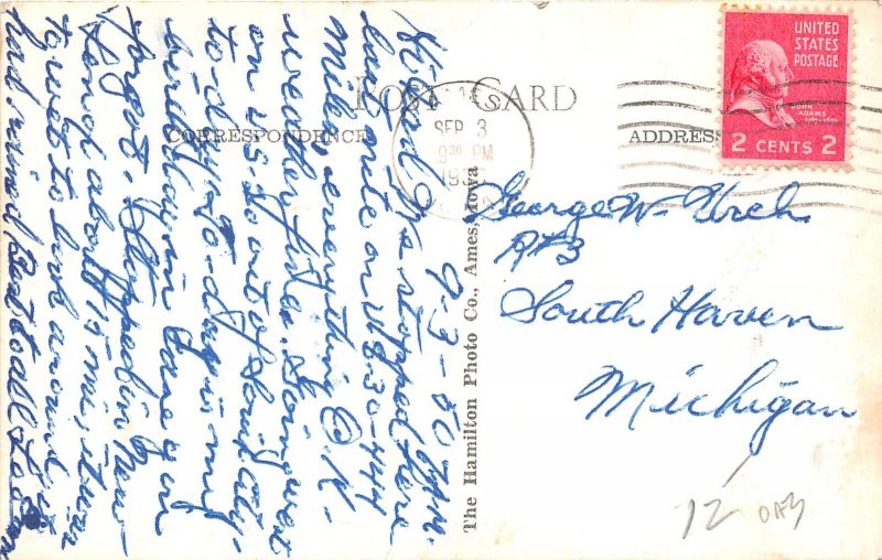 J69/ Ames Iowa RPPC Postcard c40-50s Main Street Stores 200