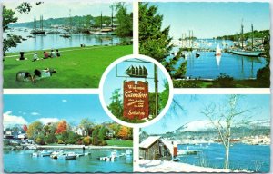 Postcard - The Four Season of Camden Harbor - Camden, Maine