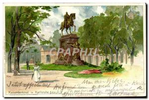 Postcard Old Kaiserdenkmal In Karlsruhe Map 1897