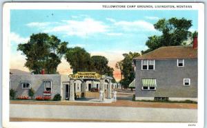 LIVINGSTON, Montana  MT   Roadside Cabins YELLOWSTONE CAMP GROUNDS 1936 Postcard