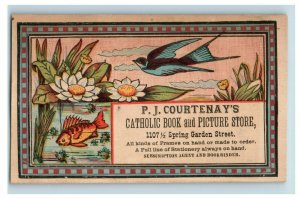 1870's P.J Courtenay's Catholic Book & picture Store Graphical Bird Fish P167 