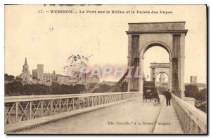 Old Postcard Avignon Bridge aus Rhone and the Papal Palace