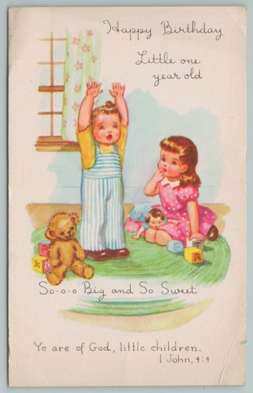 Virginia~Two Babies Playing With Toys~c1905 Postcard