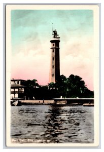 RPPC Tinted Lighthouse Port Said Egypt UNP Postcard  M20