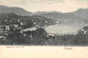 Lugano Switzerland Birds Eye View Antique Postcard J65756