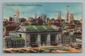 Union Station and Skyline, Kansas City, Missouri Postcard 