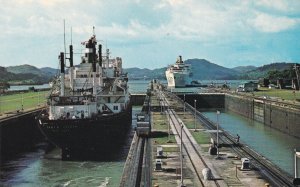 PANAMA CANAL, 1940-60s; Miraflores Locks, View from control tower