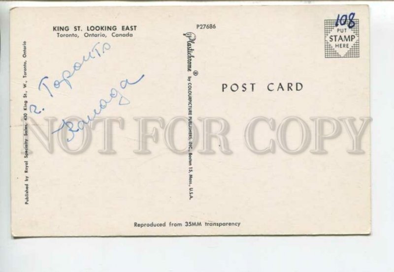 443069 CANADA Ontario Toronto King street tourist advertising Vintage postcard