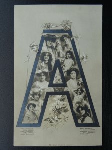 Actresses Ladies Faces c1905 'LETTER 'A' RP Postcard by Rotary 703