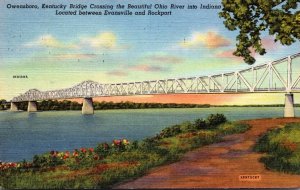 Kentucky Owensboro Kentucky Bridge Crossing Ohio River 1949 Curteich
