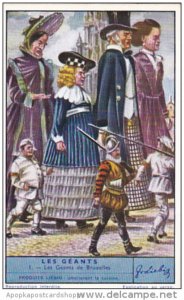 Liebig Trade Card s1416 Legendary Belgian Giants No 1 Les Geants de Bruxelles