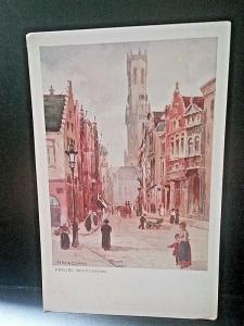 Postcard  Burgess , British Museum  Rue Flamande, by Artist Jessie Currie, UK Z5