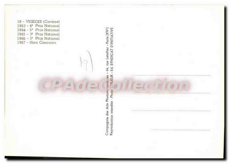 Postcard Modern Vigeois flower village Hors Concours