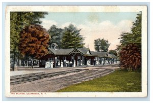 The Station Depot Railroad Train Passenger Gacandaga New York NY Postcard