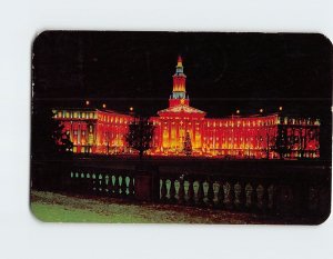 Postcard Panorama of Denver's Civic Center with Christmas Decoration Colorado