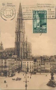 Belgium Antwewrp cathedral 1934 postcard 