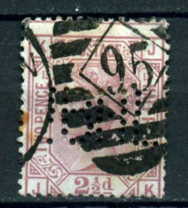 509571 Great Britain 1876 year Queen Victoria 21/2p perfin
