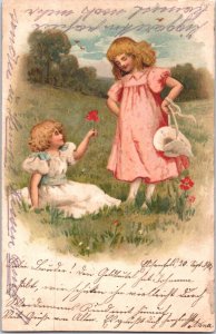 Victorian Girl With A Flower Vintage Postcard 03.64
