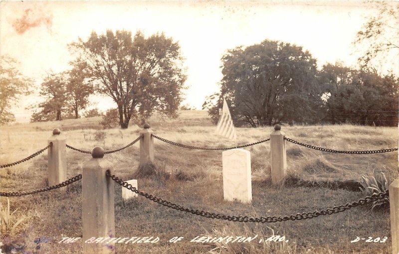 F52/ Lexington Missouri RPPC Postcard c1940s Battlefield Flag Patriotic