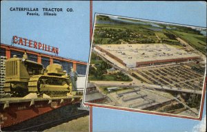 Peoria IL Caterpillar Tractor Co Linen Advertising Postcard