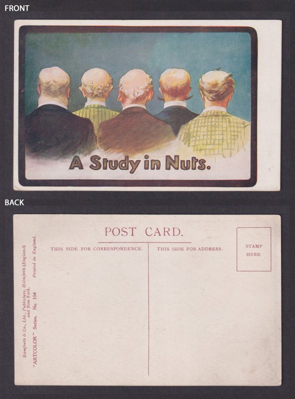 GREAT BRITAIN, Vintage postcard, Humor, A Study in Nuts