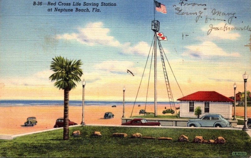 Florida Neptune Beach Red Cross Life Saving Station 1942 Curteich