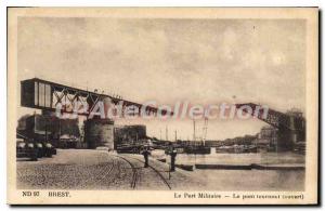 Postcard Old Brest harbor bridge Military open Tournaut