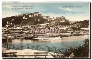 Old Postcard The Rhine near Koblenz Der Rhein bei Koblenz Ehernbreitstein Cha...