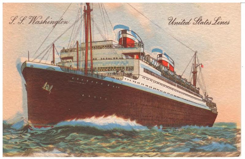 UNITED STATES LINES  S.S WASHINGTON PASSENGER SHIP c1937 POSTCARD (4)