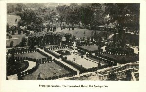 1940s RPPC Postcard Evergreen Gardens, Homestead Hotel, Hot Springs VA posted