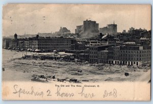 1906 Cincinnati Ohio OH Vintage Postcard The Old and New Factory Building Posted