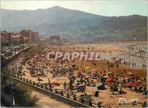 Modern Postcard Frontiere Franco Hendaye Spanish La Plag in the background Spain