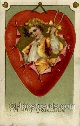 Valentines Day 1911 light corner wear, light postal marking on front, postal ...