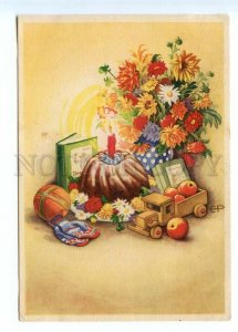 495588 Germany 1946 Easter toys fruits and flowers EP Vintage postcard