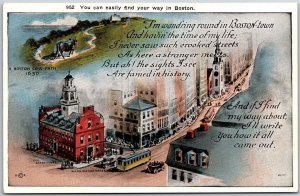 Cow Path 1630 Old State House Washington Street Boston Massachusetts MA Postcard