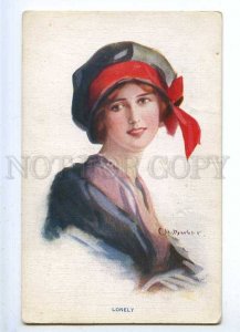 187052 Head of Woman LONELY by BARBER Vintage PC