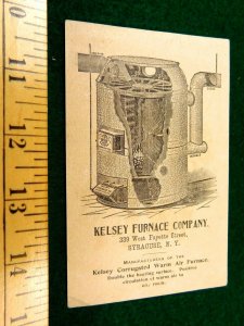 Lovely Kids Snow Umbrella Kelsey Furnace Company Syracuse, NY Victorian Card F24