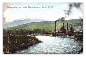 Androscoggin River White Mtns. In Distance Berlin N. H. New Hampshire Postcard