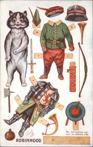 Louis Wain Cat Fantasy TUCK Dressing Dolls ROBINHOOD c1910 Postcard EXC-MINT